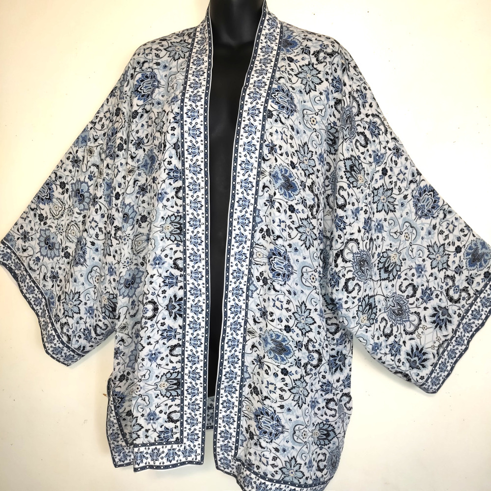 Max Studio Open Front Kimono Womens 2X Top Flowy Cottage Resort Wear Romantic - Picture 2 of 16